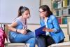 A student discusses options with a careers support advisor