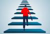 Illustration of man climbing stairs