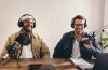 Two students have fun podcasting