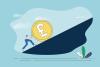 Man pushing pound coin up a hill in Sisyphys metaphor for research funding